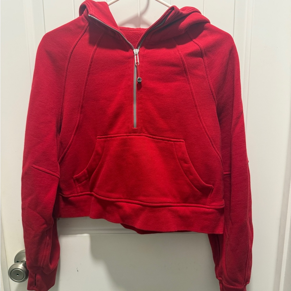 lululemon athletica Red Half-Zip Hooded Sweatshirt